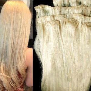 24" 100% Clip in Human Hair Extensions 7Pcs,14 clips #24